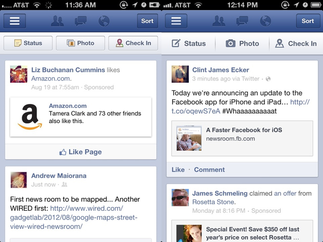 Hands On Facebook 5 0 For Ios Is As Speedy As Facebook Claims Ars Technica