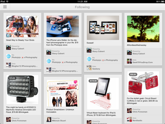 Pinterest really shines on the iPad, making browsing large collections of visual bookmarks fluid and fun.