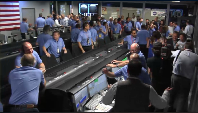 JPL's Mars Science Laboratory team just after MSL's landing on Mars