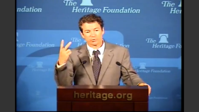 Sen. Rand Paul (R-KY) speaks at the Heritage Foundation on Thursday.