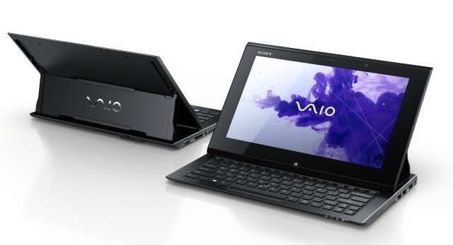 The Vaio Duo 11 measures 320mm x 17.85mm x 199mm and weighs about 1.3kg, or 2.87 pounds.