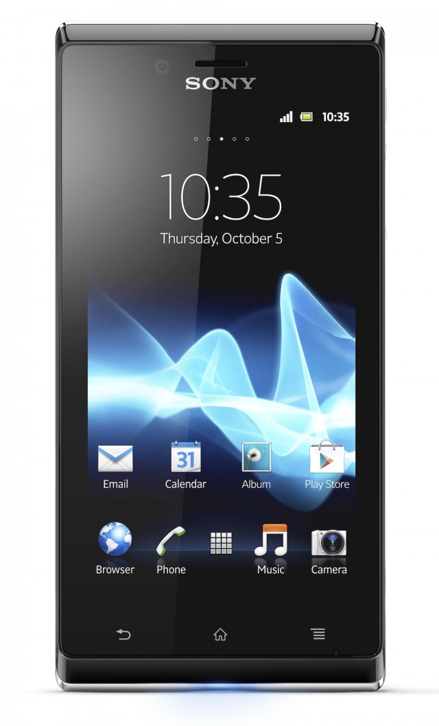 The Xperia J measures 4.89" x 0.36" x 2.41" and weighs 0.27 pounds.