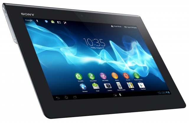 The Xperia Tablet S measures 9.45" x 0.35-0.47" x 6.87" and weighs 1.26 pounds.