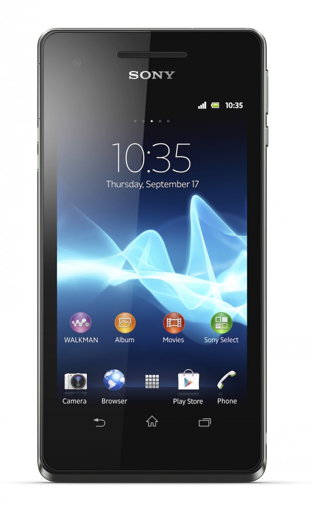 The Xperia V measures 5.08" x 0.42" x 2.56" and weighs 0.26 pounds.