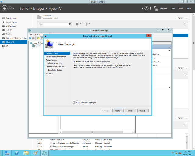 Hyper-V Manager includes wizards for doing just about every common virtual machine management task.