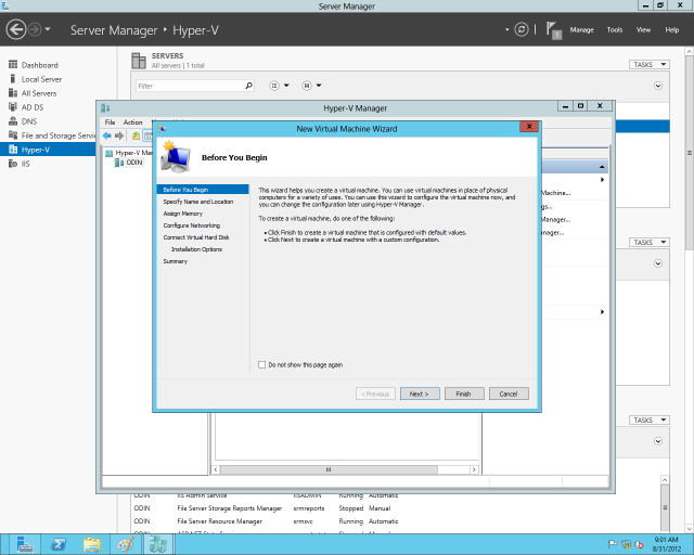 Hyper-V Manager includes wizards for doing just about every common virtual machine management task.