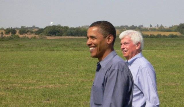 Sen. Barack Obama (D-IL) and Sen. Chris Dodd (D-CT) campaigning in Iowa in 2007. Today Obama is president of the United States and Dodd leads the Motion Picture Association of America.