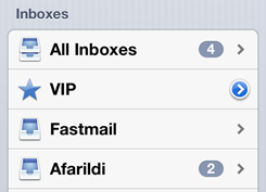 iOS 6's Inboxes view, with VIP.
