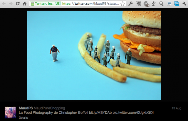 An artist who takes photos of miniature people on and near food has sued Twitter for copyright infringement.
