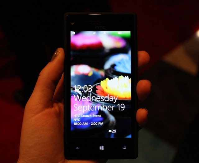An HTC 8X in hand.