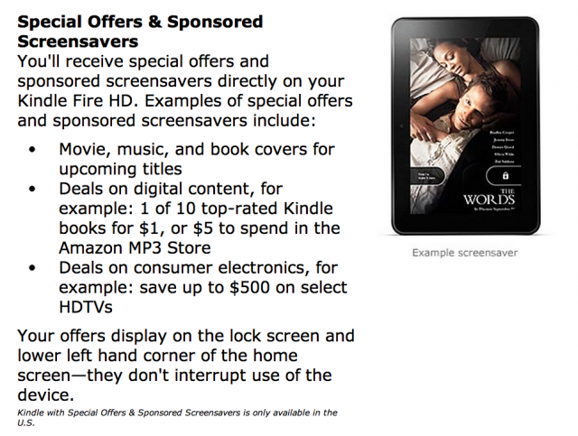 All Kindle Fires sold to US customers will have home screen ads