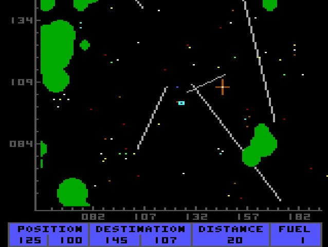 A portion of the in-game starmap.