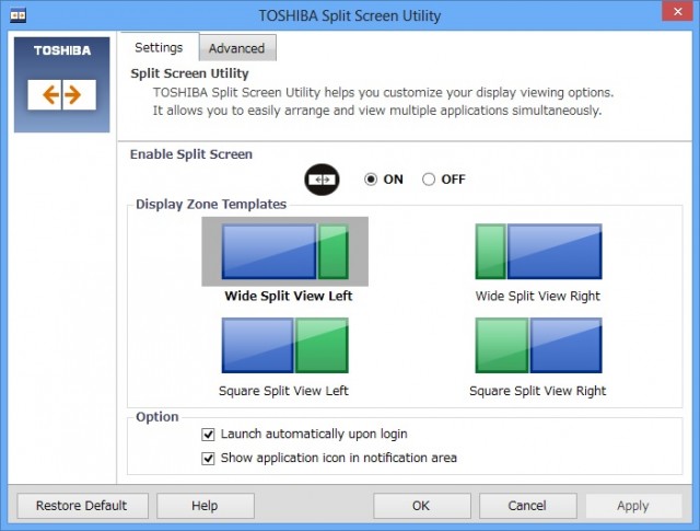 The Toshiba Split Screen Utility.