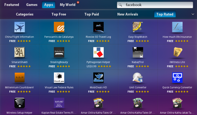 A glimpse at the Blackberry App World's top-rated apps.