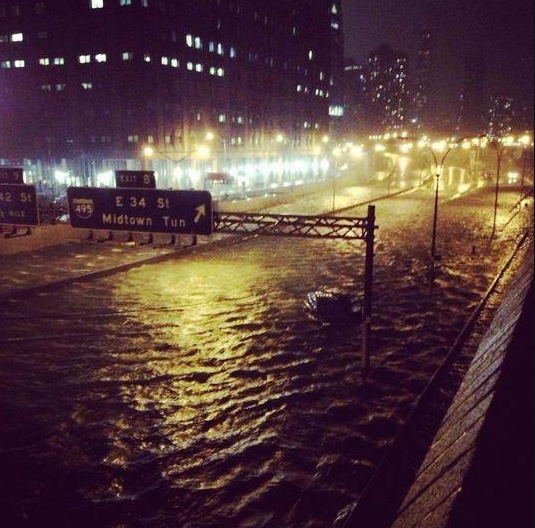 The FDR Drive, flooded by Hurricane Sandy the evening of October 29.