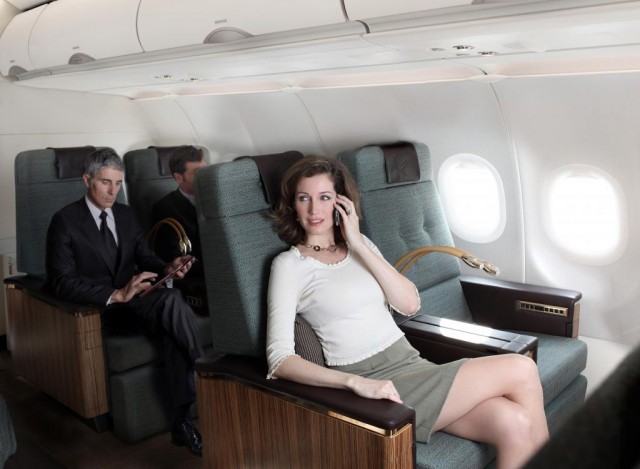 Emirates, Etihad, Virgin Atlantic and many other foreign carriers currently offer on-board cell phone service.