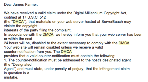Sample Dmca Takedown Notice The Document Template