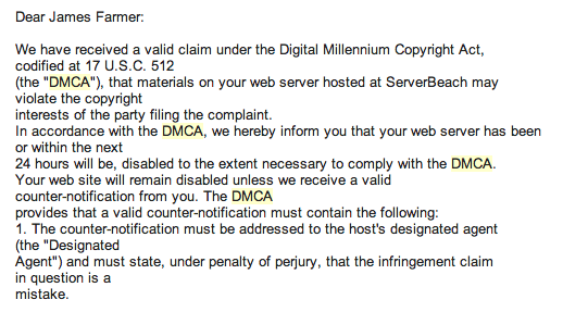 twitter dmca notice