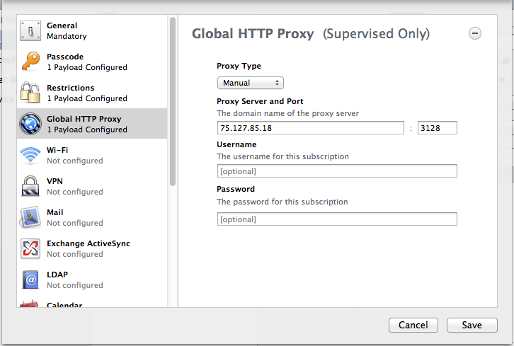 Configuration username