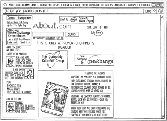 Patent no. 6,993,572 shows how an online store can be embedded on a website.