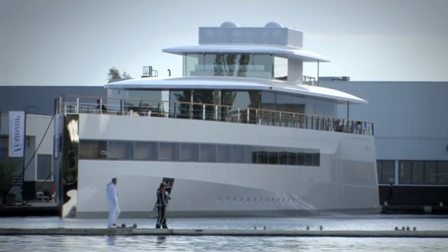 Steve Jobs' yacht "Venus" docked at Feadship in Aalsmeer, The Netherlands.