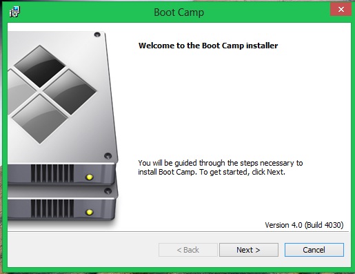 Installing the Boot Camp support software in Windows 8.