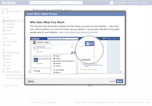 This is one of the pages new Facebook users will see upon signing up.