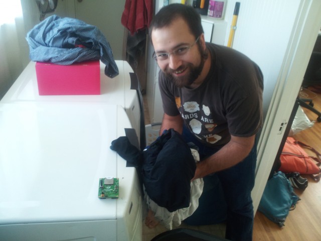 Ars editor Cyrus Farivar spent a lot of time doing laundry in pursuit of better understanding of how to use his Electric Imp (that green circuit board.)