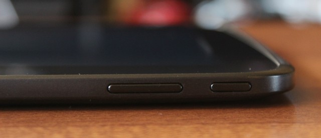 The power button and volume rocker on top of the tablet.