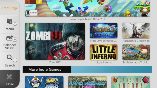 The Wii U eShop as it looked just after launch in 2013.