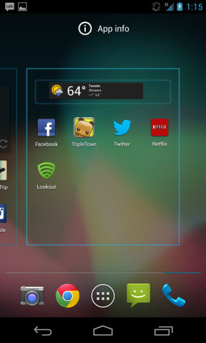 Drag a widget onto the screen and Android will move over app icons to accommodate.