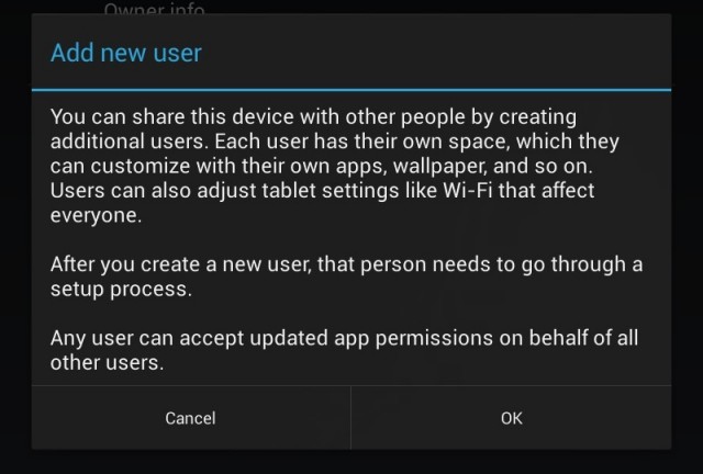 Adding a new user to a Nexus 7.