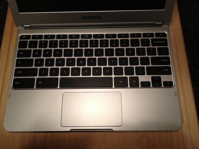 The Chromebook's keyboard and trackpad.
