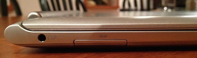 The Chromebook's SD card slot and headphone jack.