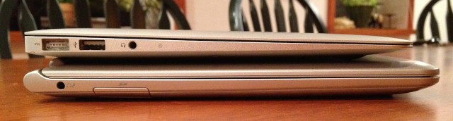Compared to the MacBook Air in profile, however, it's considerably chunkier.