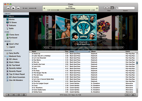 Cover Flow made its first appearance with iTunes 7, too.