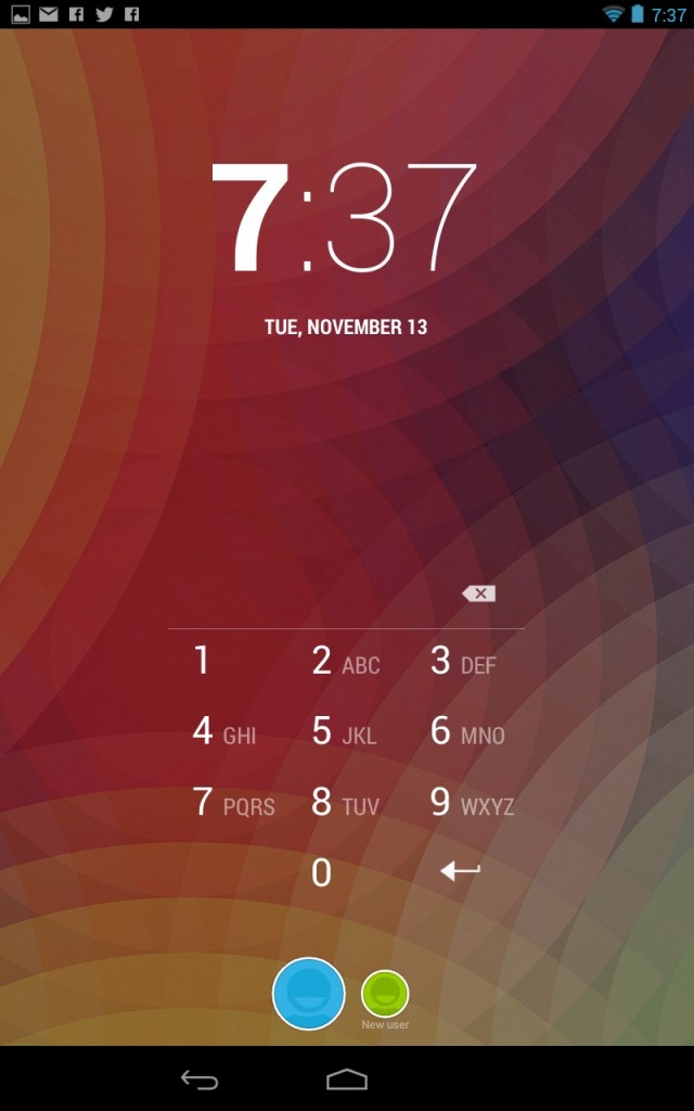 Switching accounts is done by tapping the round buttons at the bottom of the lock screen.