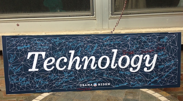 The tech unit's sign, autographed by its members.