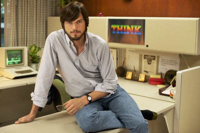 Ashton Kutcher in the upcoming biopic <em>jOBS</em>.