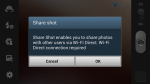 There's also a Share shot feature, which sends out a photo immediately to friends as soon as it's taken.