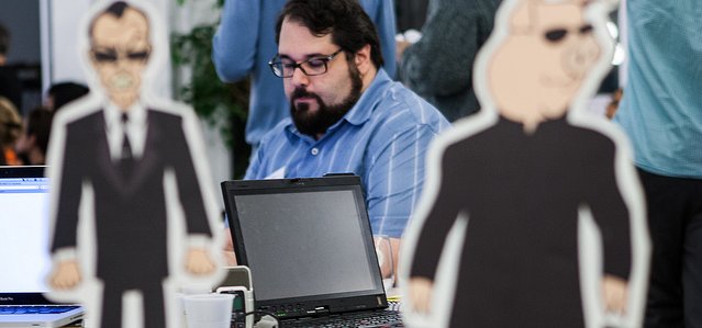 A particpating member of Hack//Meat, a hackathon held in New York City December 7-9.