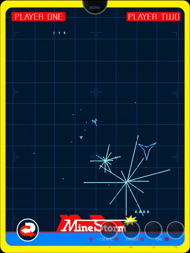 Pack-in game <em>Minestorm</em> shows off the Vectrex's unique graphics.