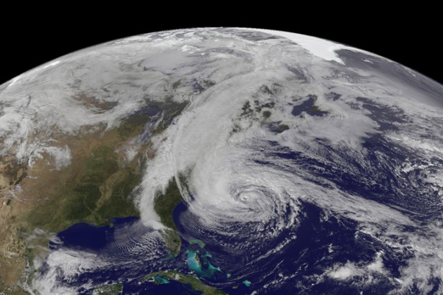 Satellite image of Hurricane Sandy.