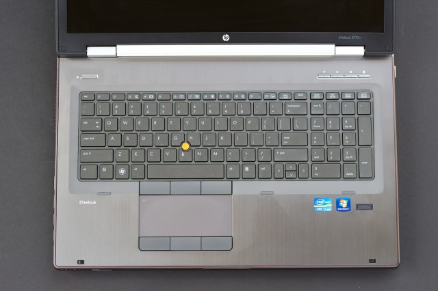Looking down on the keyboard, which features a 10-key numeric keypad at right.