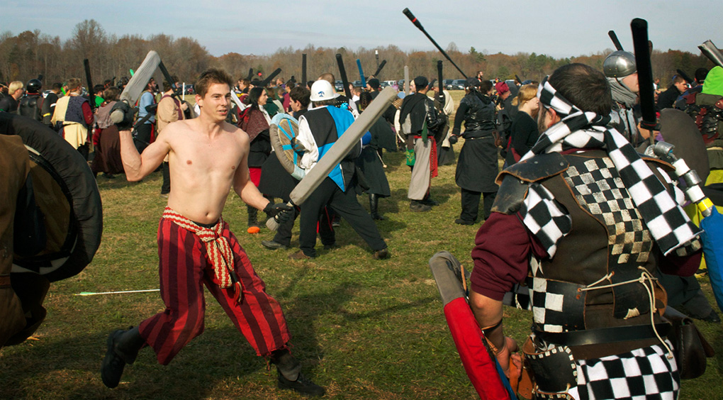 During the first battles of the day at Bellum Aeternus, armor—and shirts—were optional.