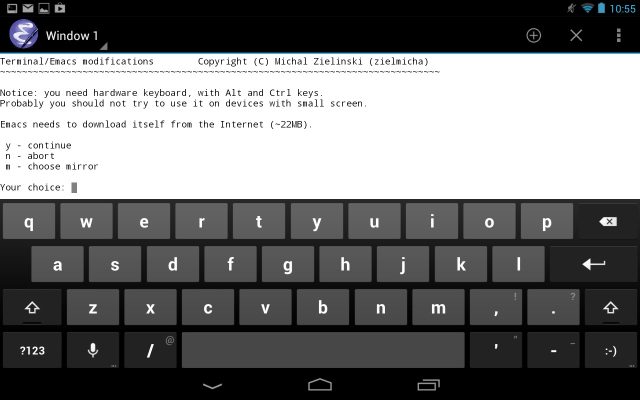 Emacs is such a serious text editor that you really won't want to use it without an actual keyboard.