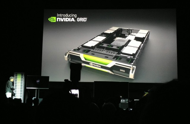 Nvidia CEO Jen-Hsun Huang unveils the Nvidia Grid server at the company's CES presentation.