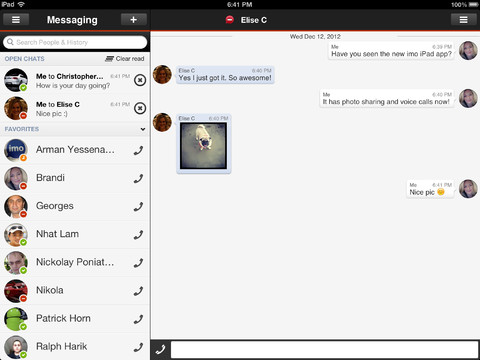 imo messenger for iPad.