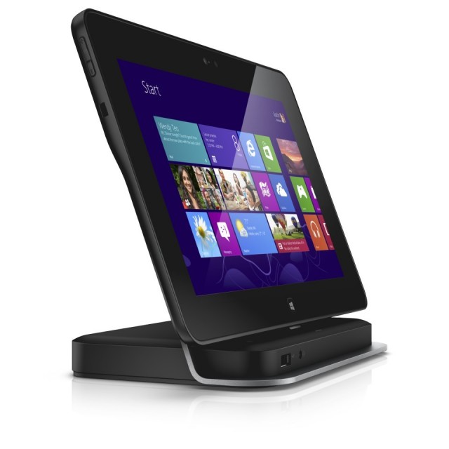 The Latitude 10 Essentials, on its optional add-on dock.